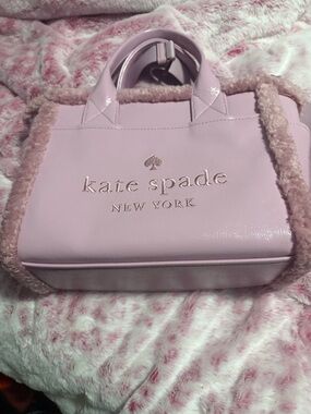kate spade Pink Faux-Shearling Trim Satchel